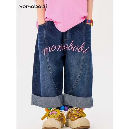 Letter Embroidered Denim Pants 刺繍 デニムパンツ【mh0013003】