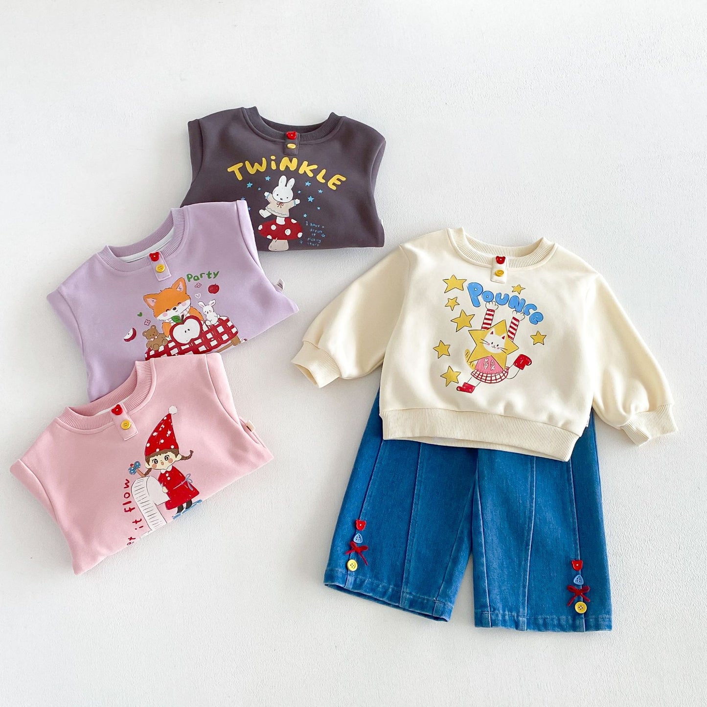 Sudadera de manga larga con estampado de personajes infantiles 【mh0014030】