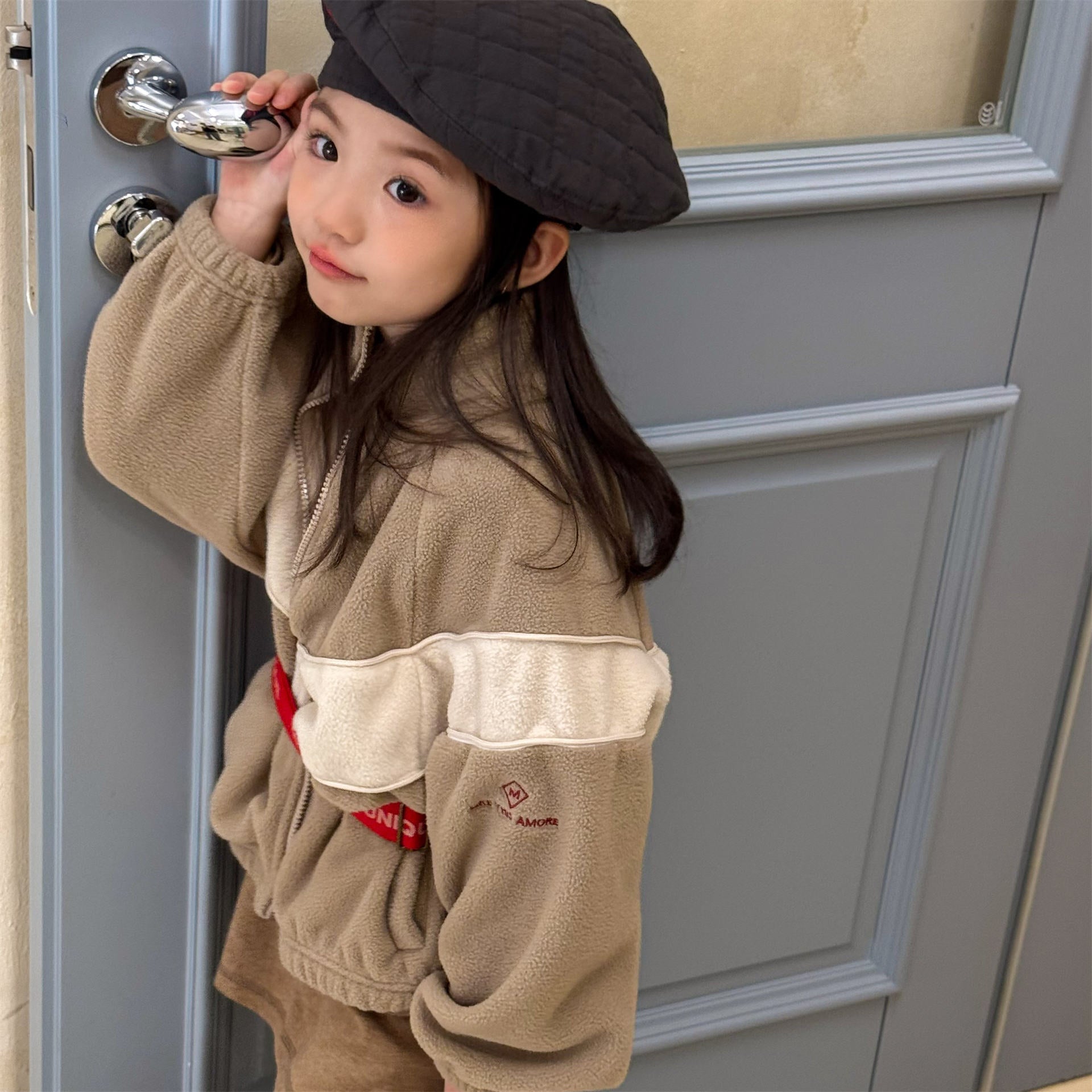 -バイカラージップアップフリースジャケットブルゾン裏起毛防寒アウター【mh0010912】 - mamahalo shop - ショートコート・ジャケット・ジャンパー -  べビー服 - 子供服 - 男の子 - 女の子