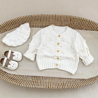 -かぎ編みフラワーニットカーディガン【mh0010846】 - mamahalo shop - カーディガン・パーカー -  べビー服 - 子供服 - 男の子 - 女の子