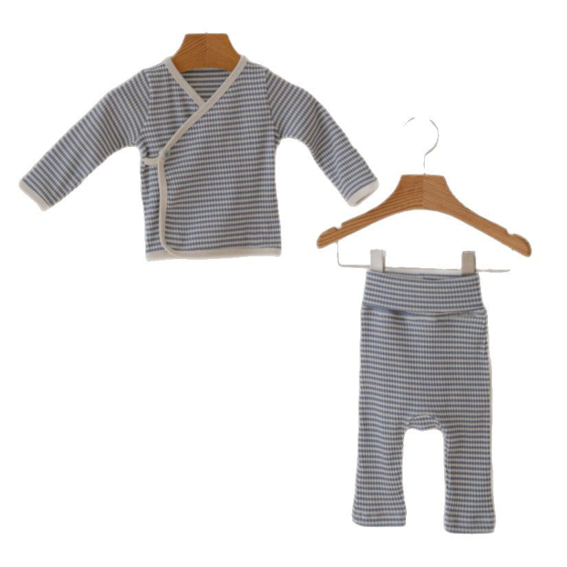 ベビー ボーダー 前開き 長袖シャツ ロングパンツ セット【mh0013964】