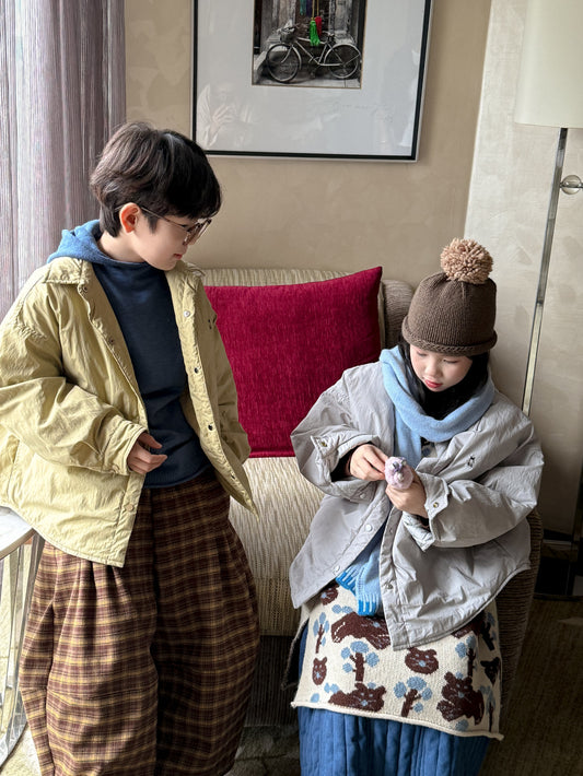 ブルゾンジャケット キッズ 中綿 厚手 ラペル ショート丈 カジュアル アウター【mh0011661】