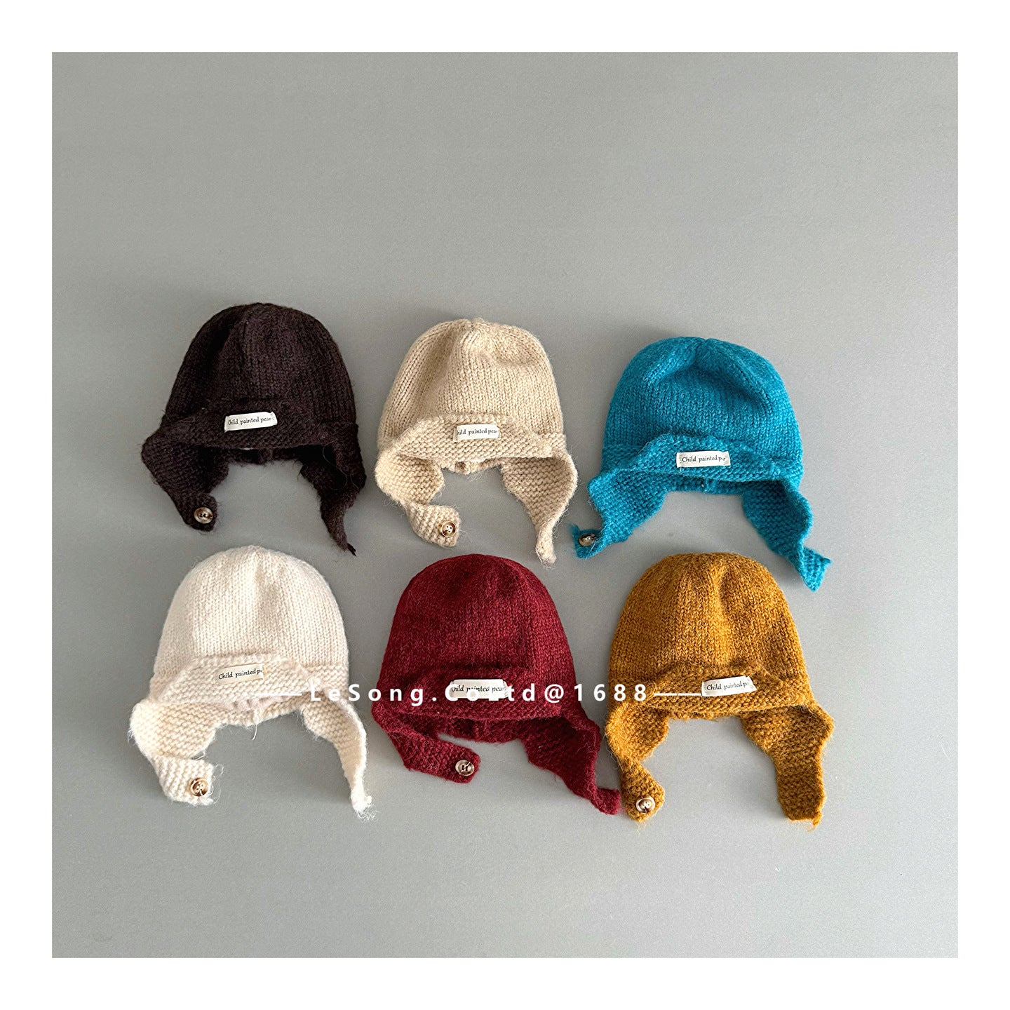 ベビー帽子 ニット ブリム 耳当て付き シンプル ニットキャップ【mh0011830】