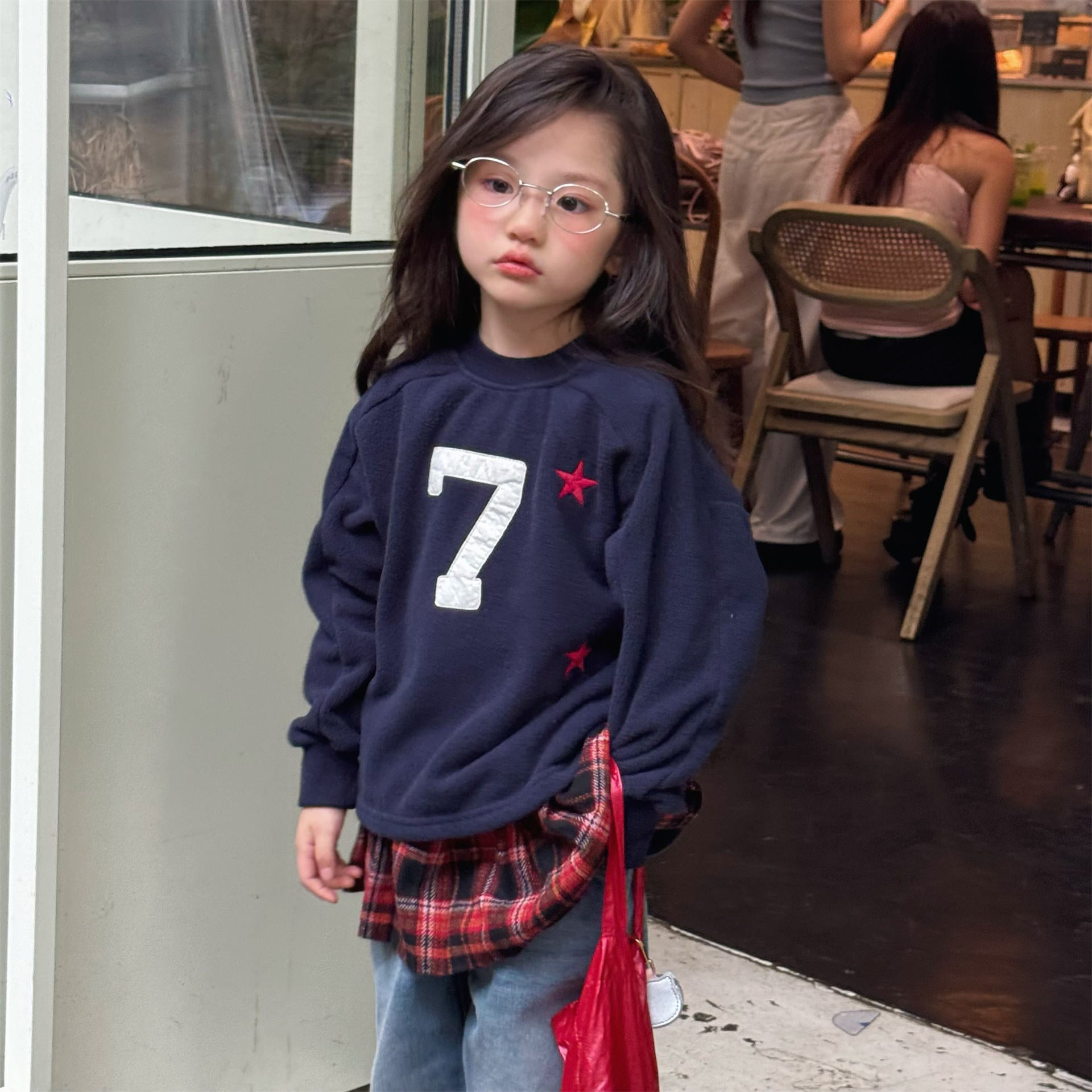 -ナンバーワッペン星柄フリーストレーナー【mh0010909】 - mamahalo shop - トレーナー・フーディ -  べビー服 - 子供服 - 男の子 - 女の子