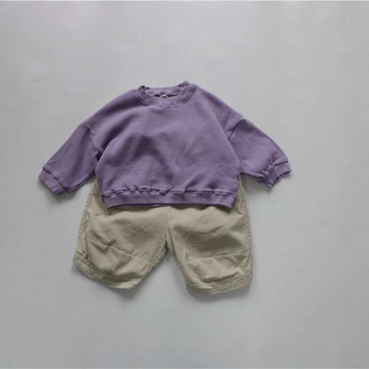 Kids Waffle Dolman Sleeve Loose T-Shirt [mh0001887]