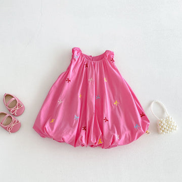 Kids' Embroidered Ribbon Balloon Silhouette Sleeveless Dress [mh0013851]