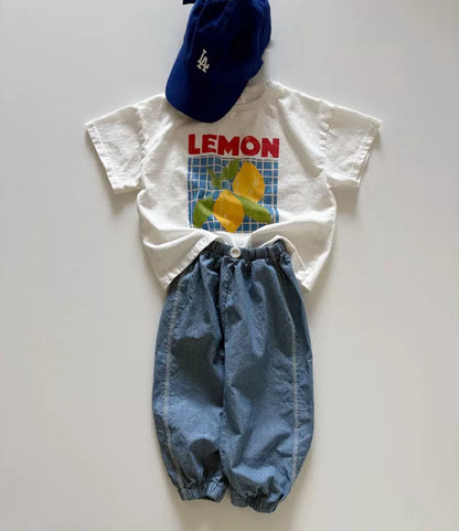 Loose Fruit Lemon Print Shoulder T-shirt [mh0013286]