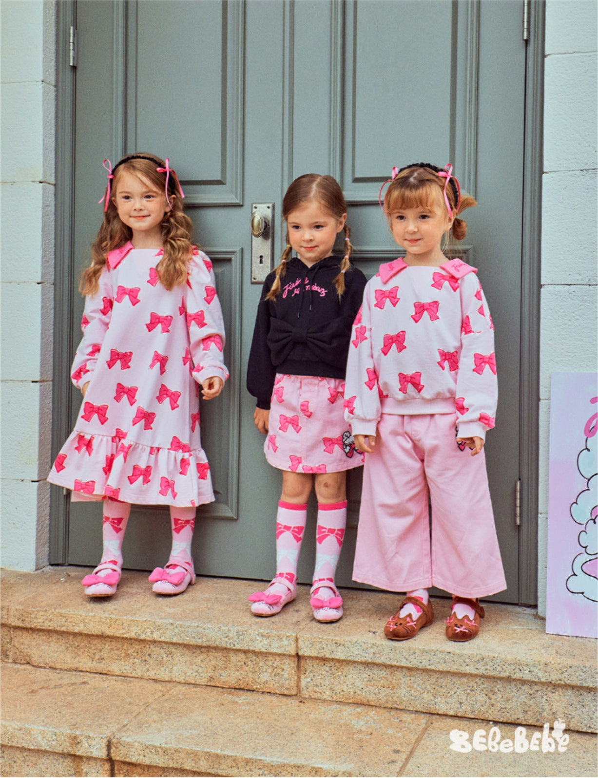 -リボン柄ニットカーディガン/フリルティアードワンピース/リボン柄フリルスカート【mh0010981】 - mamahalo shop - 長袖ワンピース -  べビー服 - 子供服 - 男の子 - 女の子