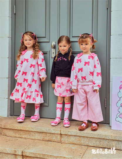 -リボン柄ニットカーディガン/フリルティアードワンピース/リボン柄フリルスカート【mh0010981】 - mamahalo shop - 長袖ワンピース -  べビー服 - 子供服 - 男の子 - 女の子