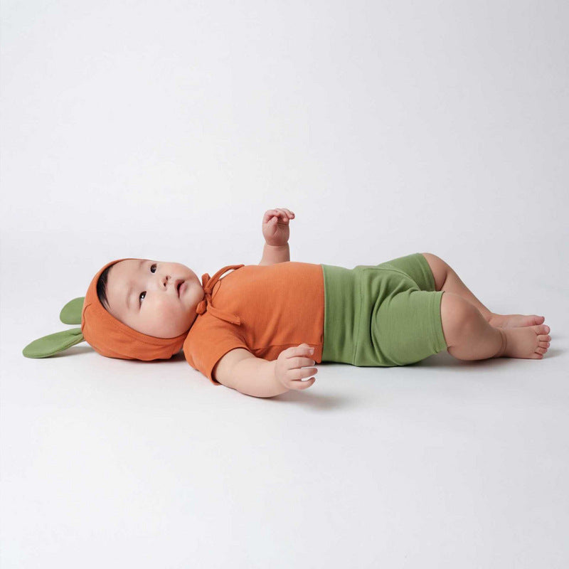 Carrot Costume Hat Set Romper にんじん 半袖ロンパース ショートパンツ セット コスチューム【mh0013350】