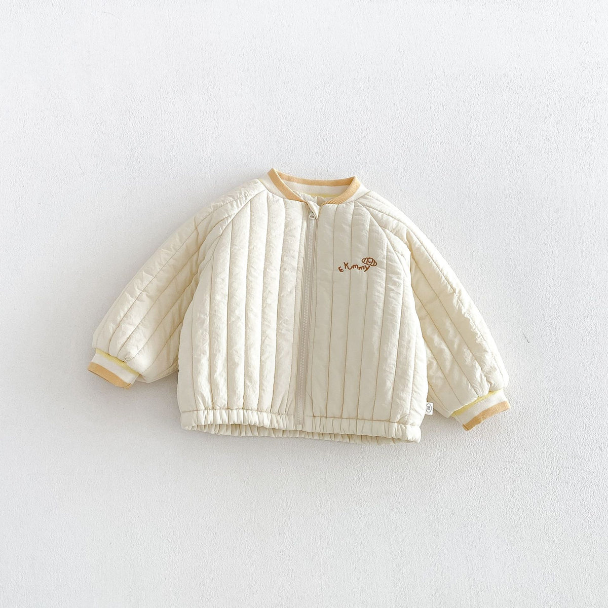 キッズ アップリケ 刺繍 キルティング 中綿ジャケット / デニムパンツ【mh0014763】