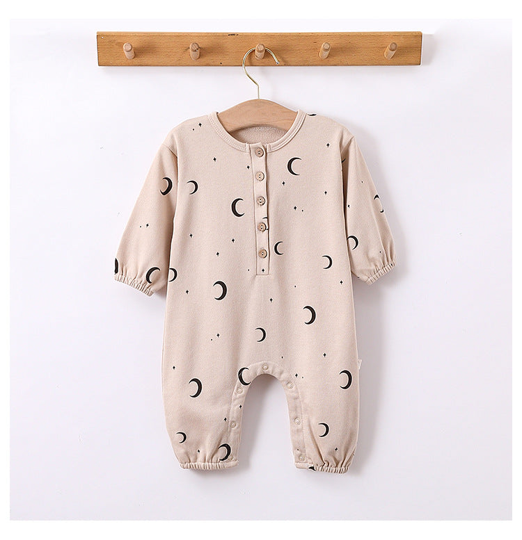 -木ツリー/月ムーンプリント長袖ロンパース/カーディガンジャケット【mh0010745】 - mamahalo shop - 長袖ロンパース -  べビー服 - 子供服 - 男の子 - 女の子