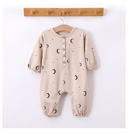 -木ツリー/月ムーンプリント長袖ロンパース/カーディガンジャケット【mh0010745】 - mamahalo shop - 長袖ロンパース -  べビー服 - 子供服 - 男の子 - 女の子