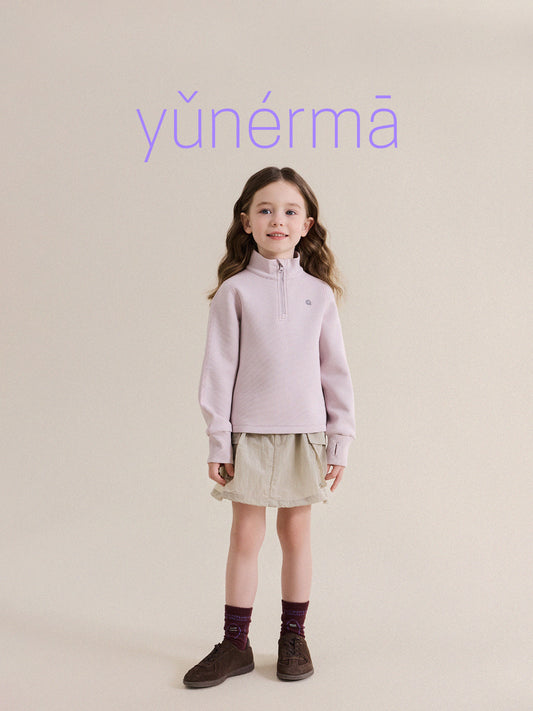 Sudadera de cuello alto con media cremallera y manga larga para niños y jóvenes [mh0013985]