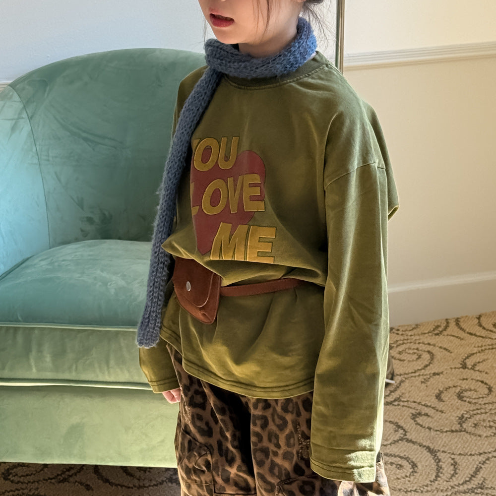 -ハートロゴプリント長袖スウェットTシャツ【mh0010946】 - mamahalo shop - 長袖Tシャツ -  べビー服 - 子供服 - 男の子 - 女の子