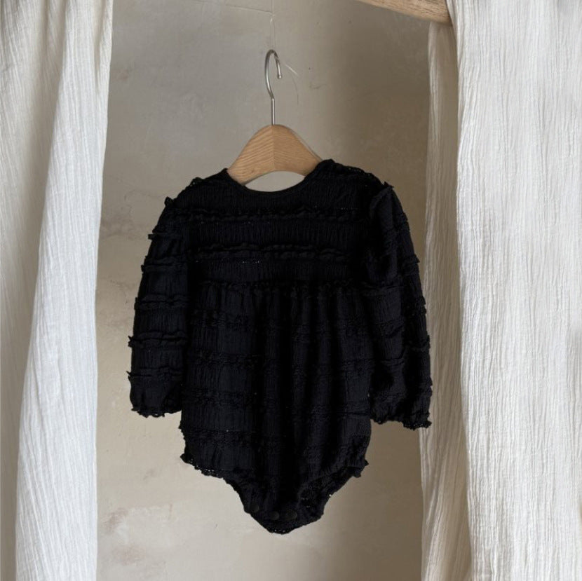 Baby Long Sleeve Romper with Ruffles, Bunny Ear Bonnet Set【mh0013880】