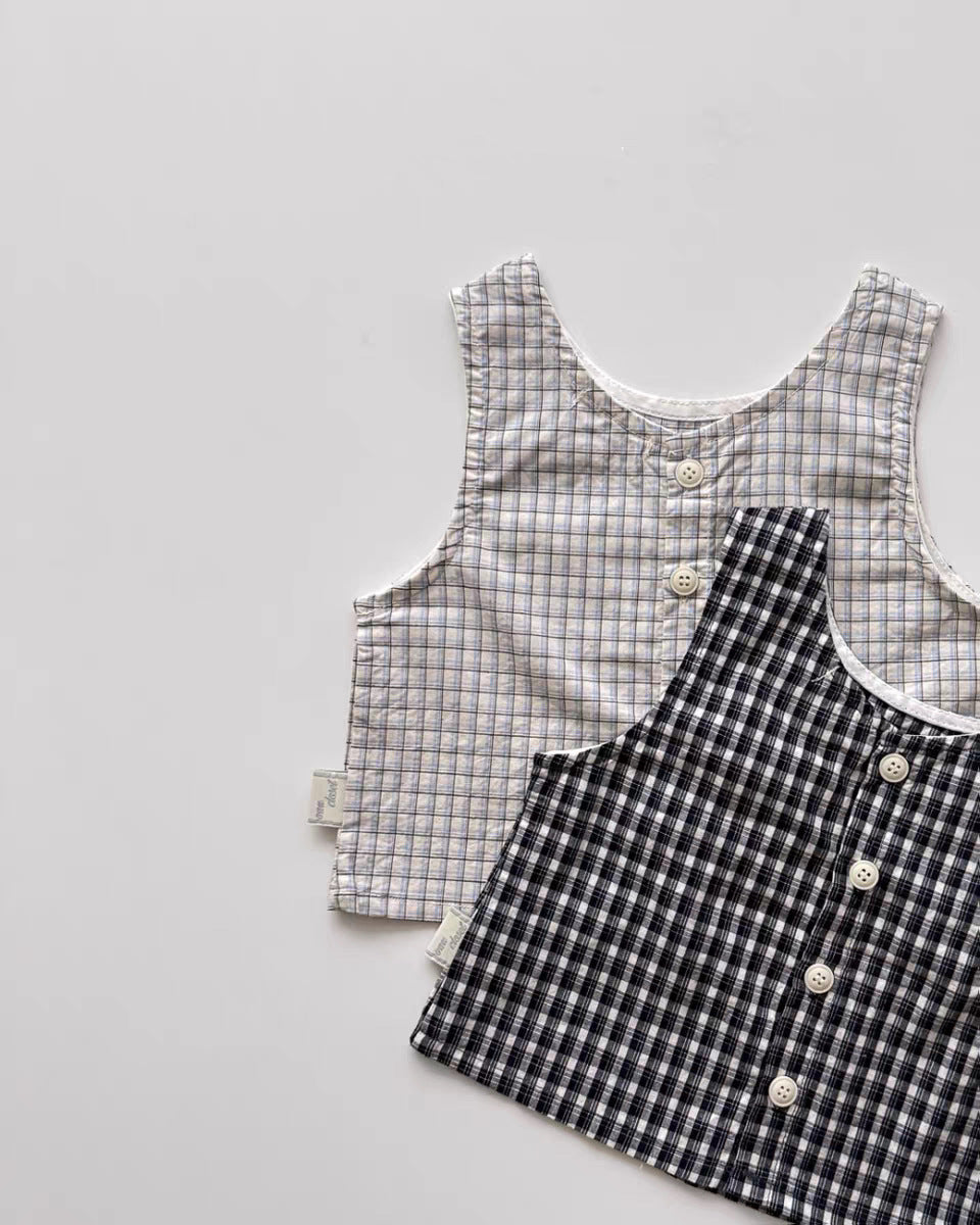 Plaid Seersucker Tank Shorts Set 【mh0013273】