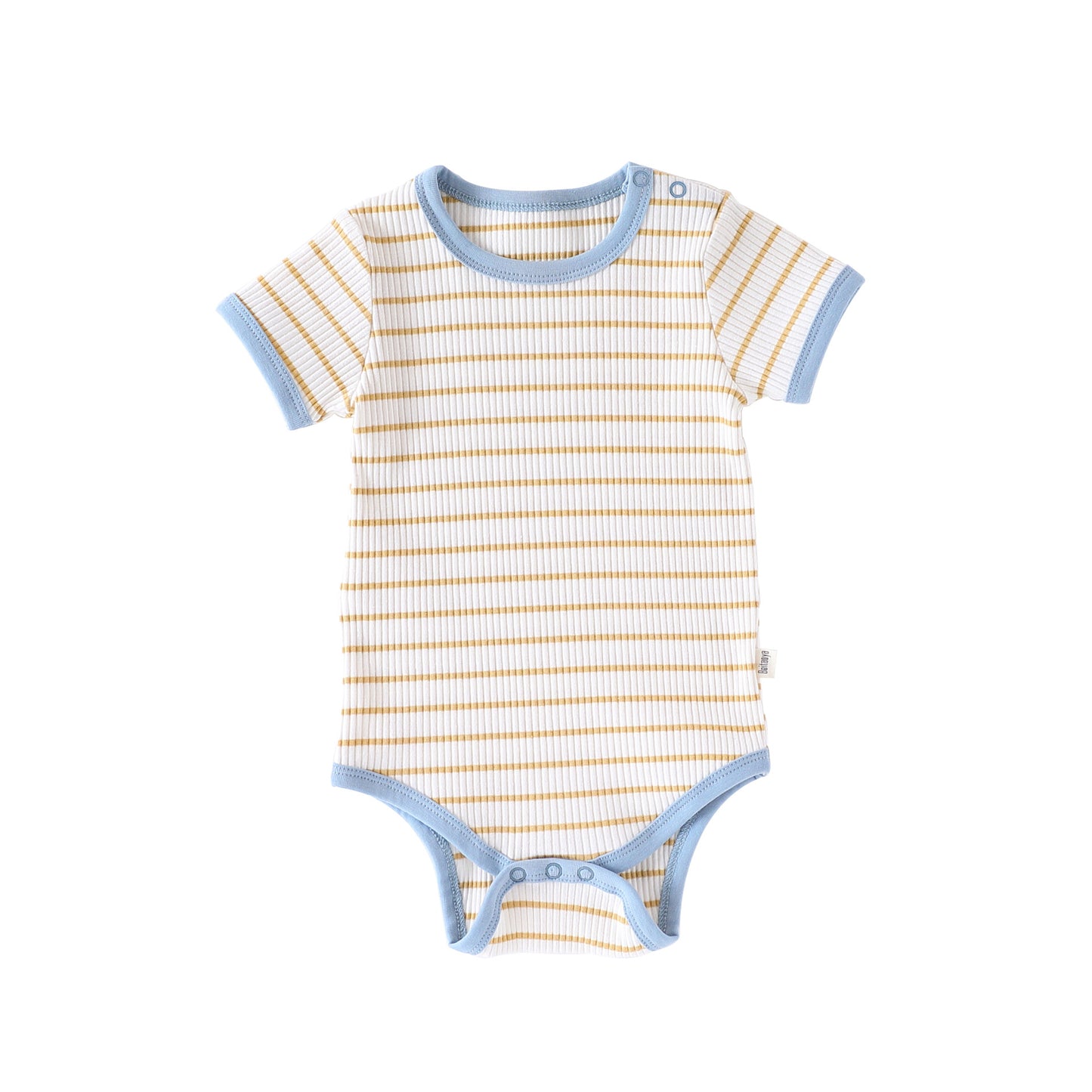 Striped Ribbed Cotton Romper マルチボーダー 半袖ノースリーブロンパース【mh0013597】