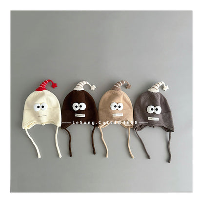 ベビー帽子 アイボール 目玉ワッペン ニットキャップ【mh0011826】