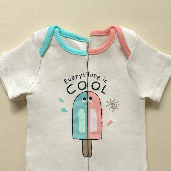 Popsicle Printed Bonnet Short Sleeve Romper アイスクリーム 半袖ロンパース【mh0013375】