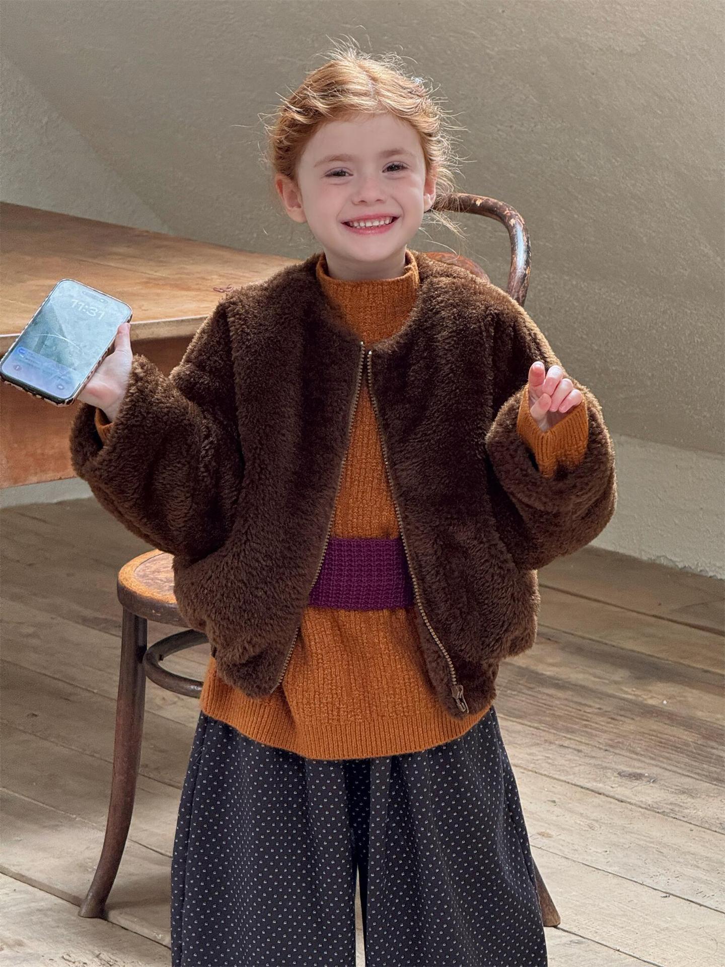 No-collar boa blouson, zip-up jacket, thick outerwear [mh0011758]