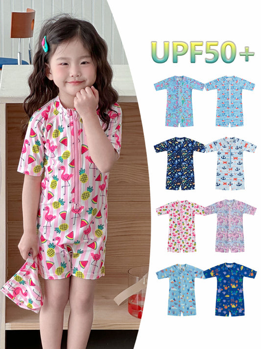 UPF50+ Printed Short Sleeve One-piece Swimsuit [mh0012587]