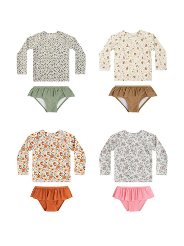 UPF50 Plus Floral Long Sleeve Swimsuit 花柄 ラッシュガード 3点セット【mh0012593】