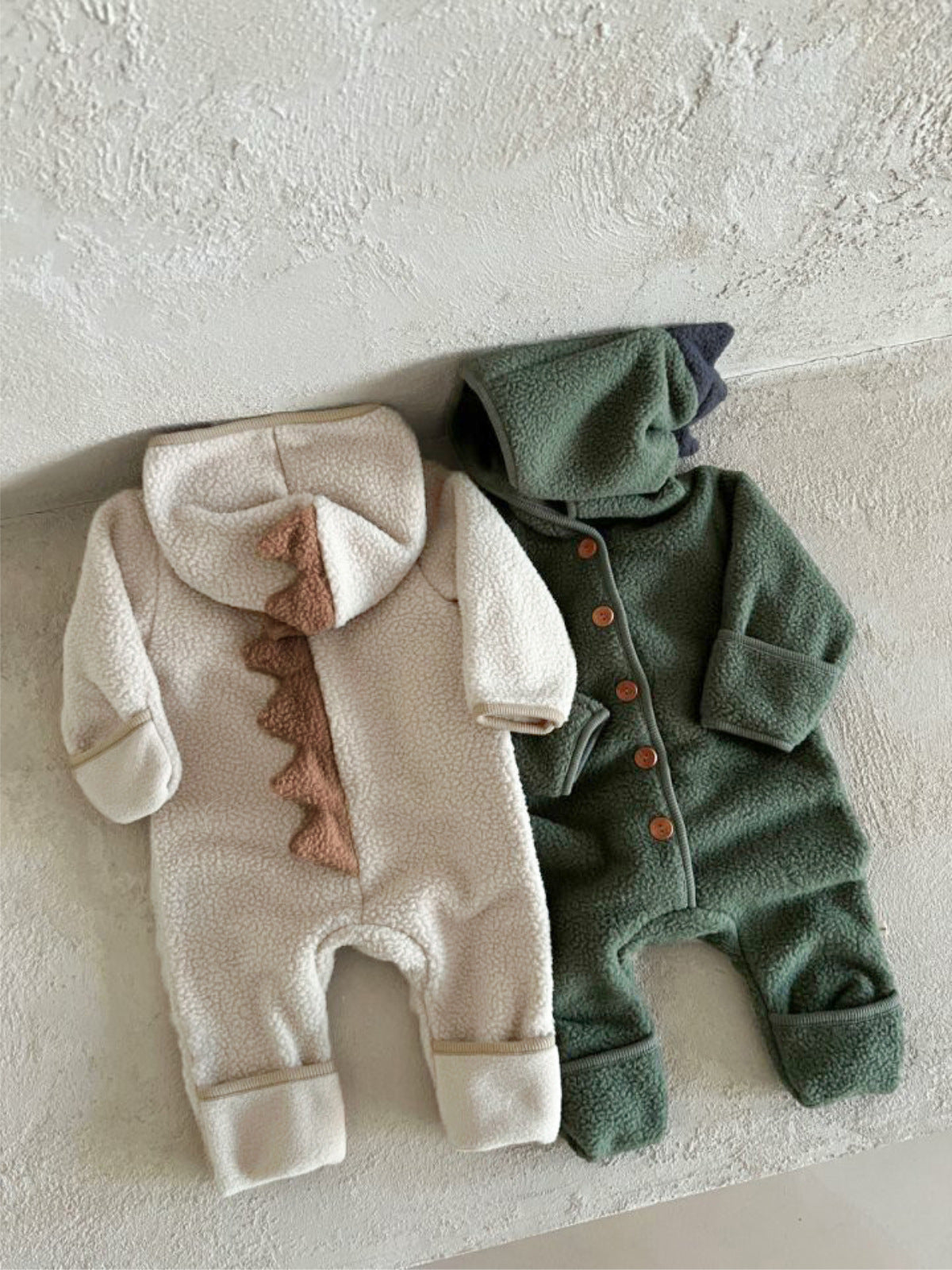 長袖ジャンプスーツ 恐竜 ダイナソーフーディ フリース カバーオール【mh0011859】