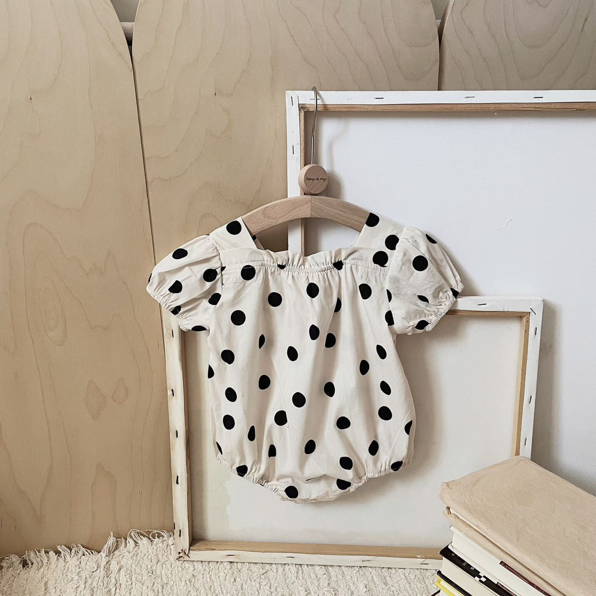 Baby Rabbit Dot Square Neck Short Sleeve Puff Sleeve Romper [mh0001866]