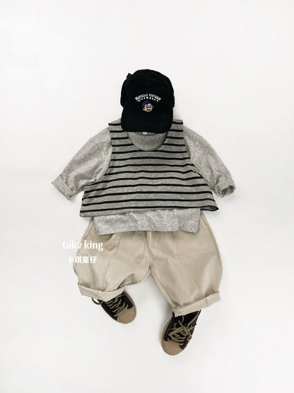 Woven Cotton Elastic Waist Tapered Pants Daily Tapered Pants [mh0012564]