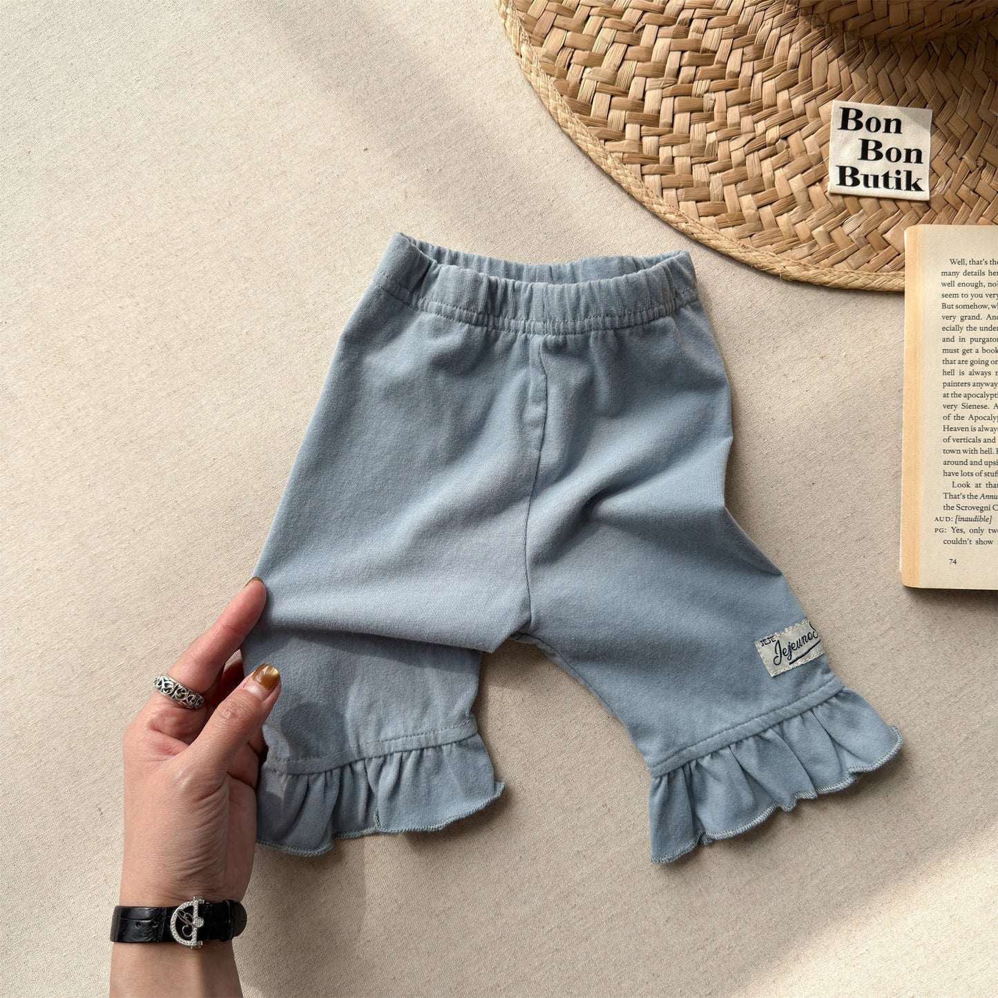 Ruffle Hem Dot Cotton Capri Leggings フリル ハーフ丈レギンス【mh0012663】