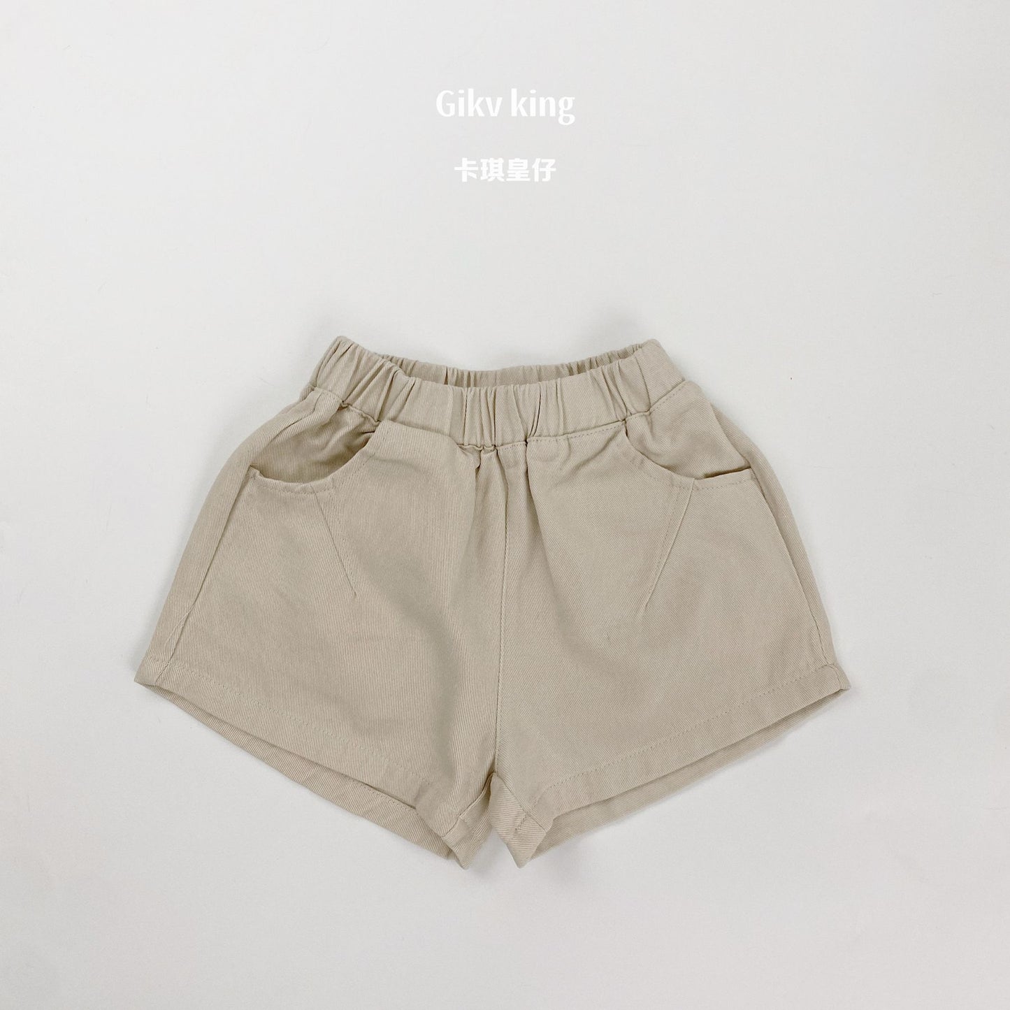 Elastic Waist Solid Casual Shorts 無地 シンプル ショートパンツ【mh0012827】