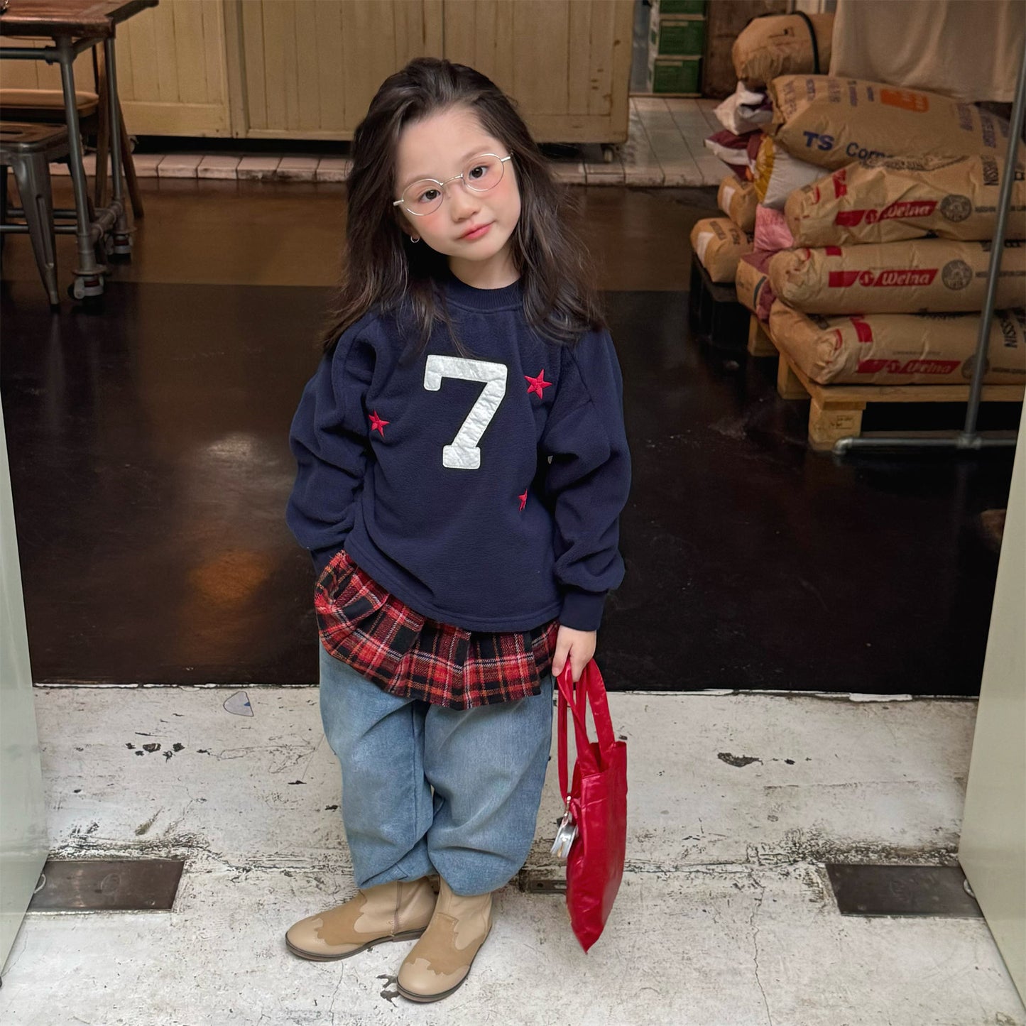 -ナンバーワッペン星柄フリーストレーナー【mh0010909】 - mamahalo shop - トレーナー・フーディ -  べビー服 - 子供服 - 男の子 - 女の子