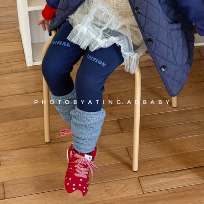 レギンスパンツ 裏起毛 ロゴ刺繍 ドッキング リブ ボトムス【mh0011611】