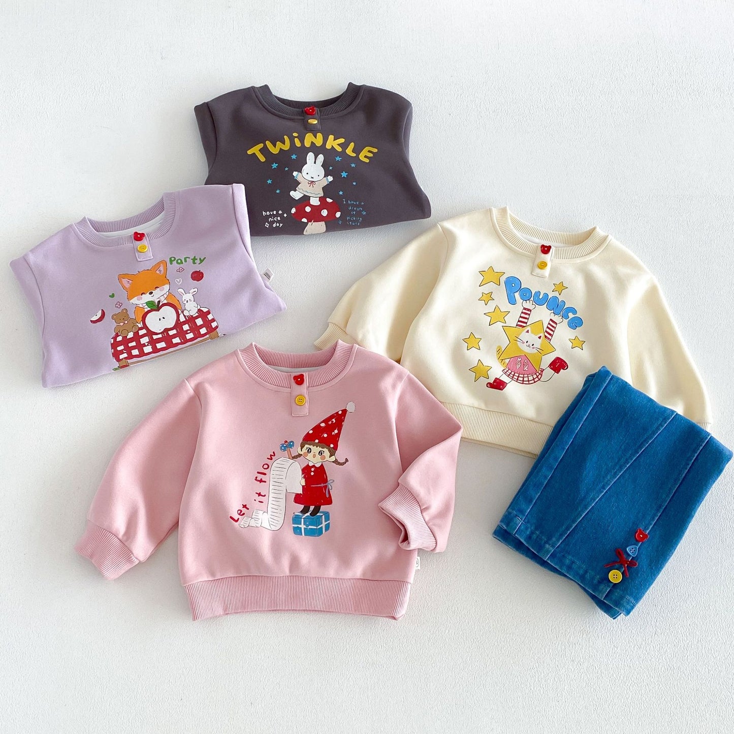 Sudadera de manga larga con estampado de personajes infantiles 【mh0014030】