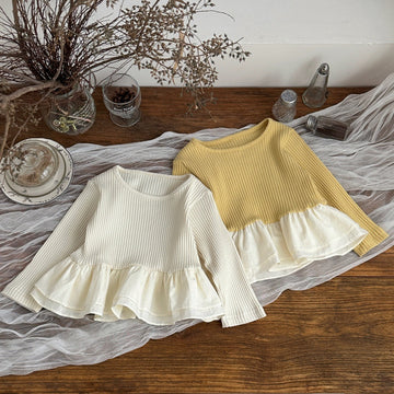 Baby/Kids Peplum Frill Ribbed Long-Sleeve T-Shirt [mh0014484]