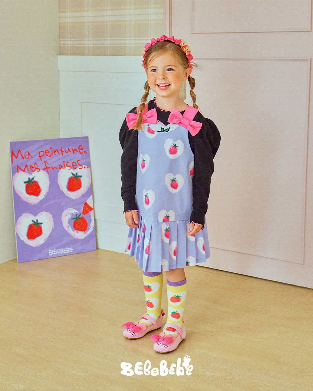 -いちごプリント長袖トップス/フリルレギンス/フリルワンピース/ノースリーブプリーツワンピース【mh0010988】 - mamahalo shop - ノースリーブワンピース -  べビー服 - 子供服 - 男の子 - 女の子