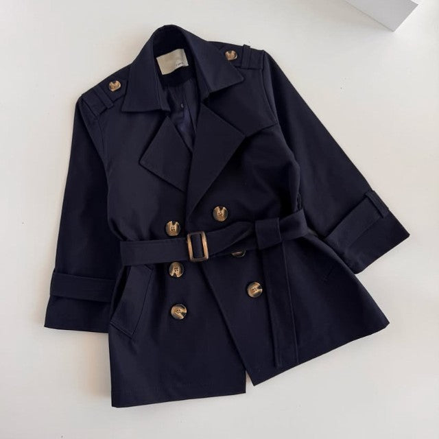 Kids' Double-Button Belted Mid-Length Trench Coat [mh0014731]