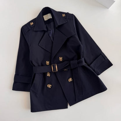 Kids' Double-Button Belted Mid-Length Trench Coat [mh0014731]