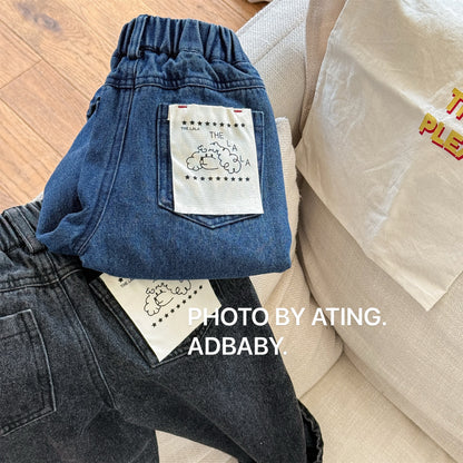 -キャラクタープリントポケットデニムパンツ ワイドパンツ【mh0010808】 - mamahalo shop - デニムパンツ -  べビー服 - 子供服 - 男の子 - 女の子