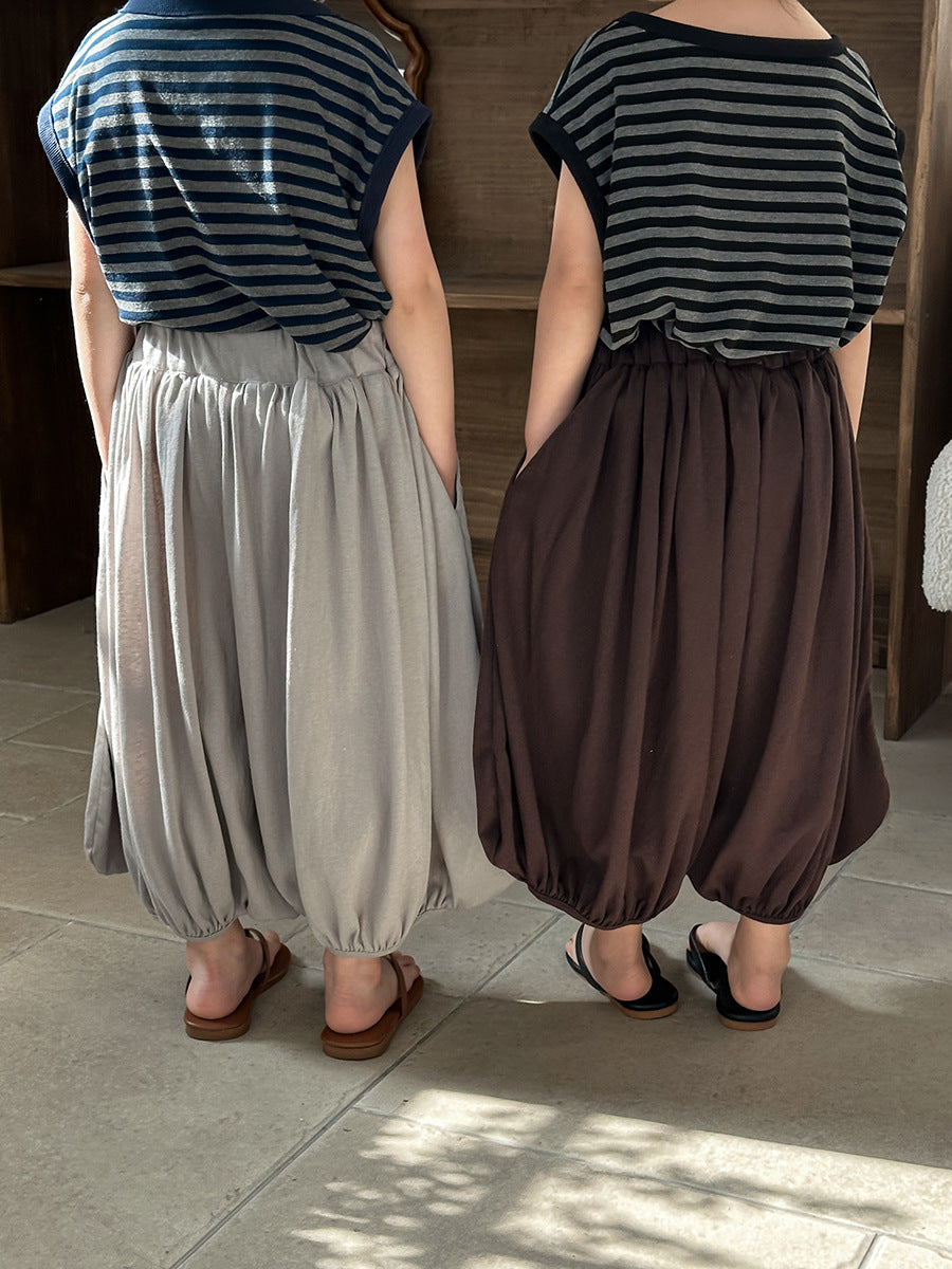 Solid Lantern Cotton Pants バルーン ロングパンツ【mh0013460】