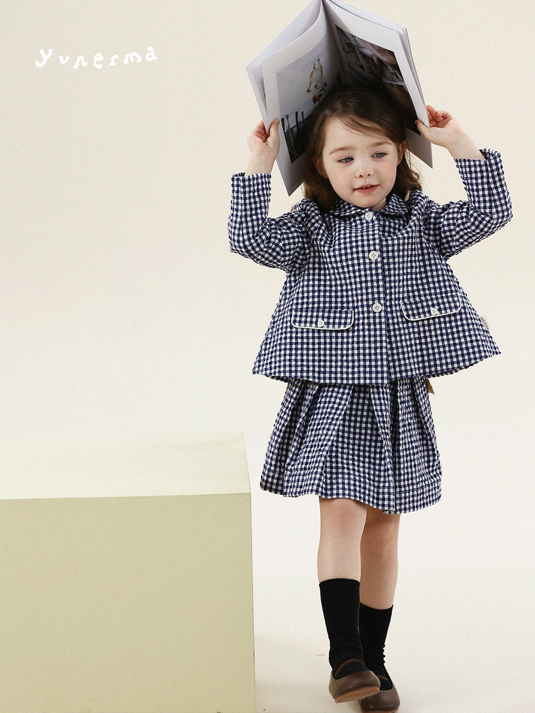 -フレンチスタイルチェックジャケット/ボックスプリーツスカート スーツ【mh0011299】 - mamahalo shop - 長袖セットアップ -  べビー服 - 子供服 - 男の子 - 女の子