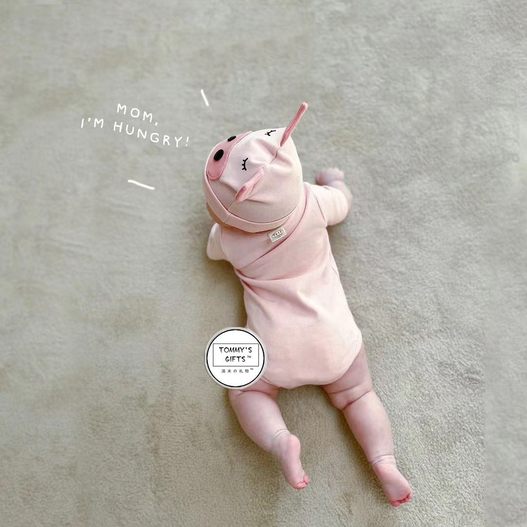 Cute Piglet Printed Short-Sleeve Romper With Hat Set ブタ 半袖ロンパース コスチューム【mh0013356】