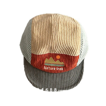 キッズ帽子 コーデュロイ カラーブロック 野球帽【mh0011813】