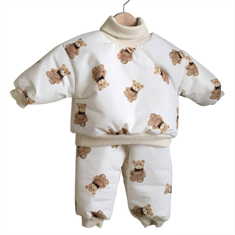 Bear Print Padded Top & Pants Set クマ柄 中綿トップス パンツセット【mh0012640】