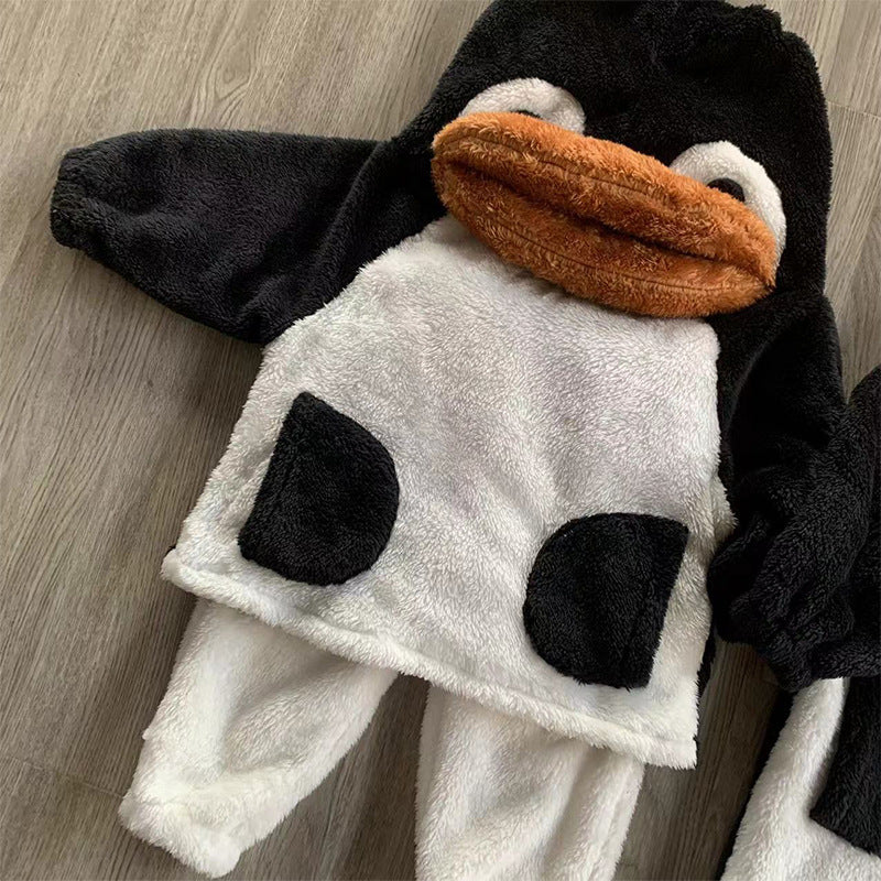 Conjunto de pijama para niños, disfraz, kigurumi de pingüino, disfraz, conjunto de una pieza, conjunto de 2 piezas, conjunto a juego, unisex, niños, niñas, ropa infantil