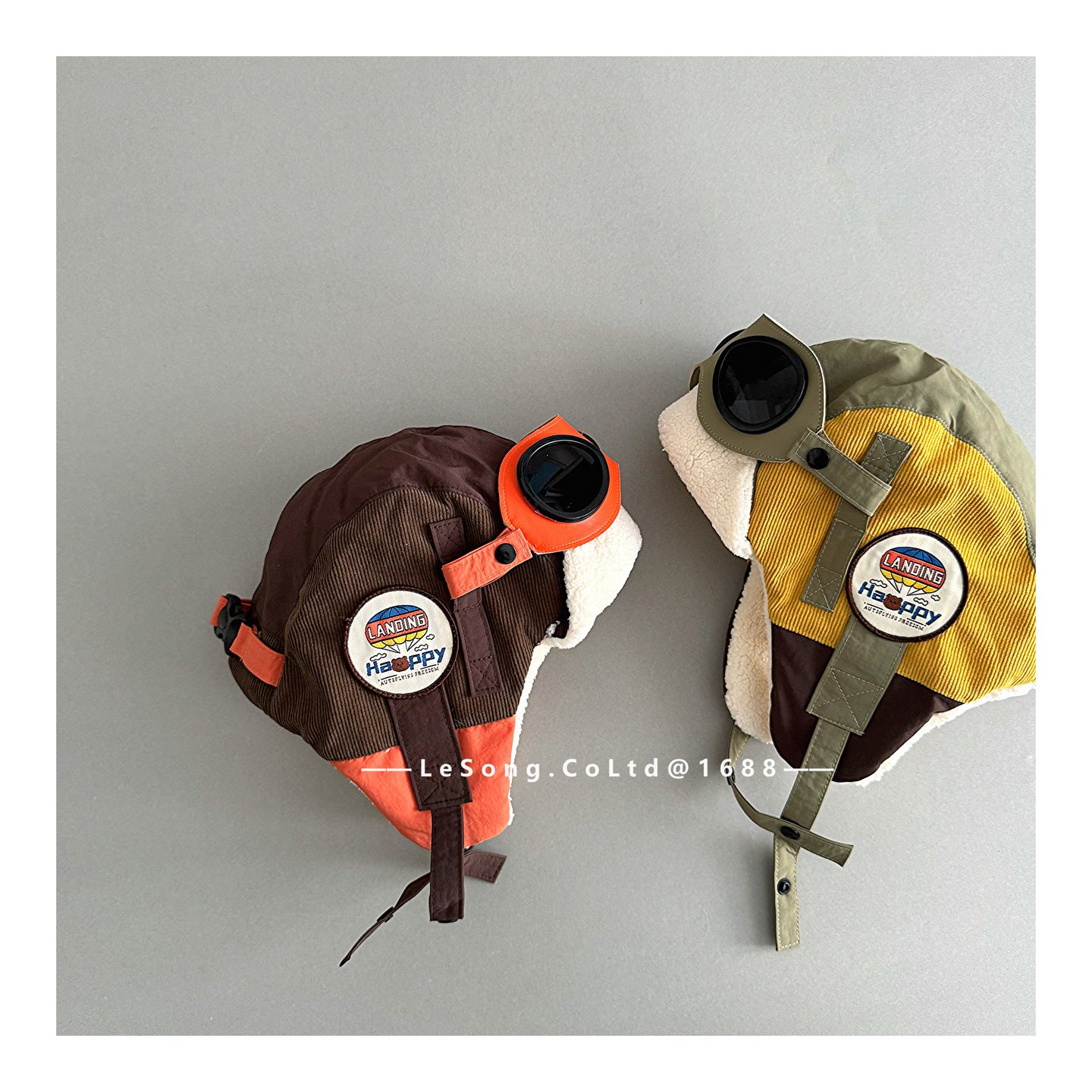 キッズ帽子 ゴーグル 耳当て付き フライトキャップ パイロット帽【mh0011836】