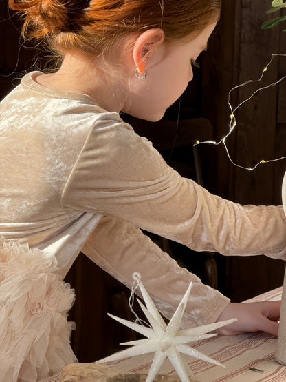 長袖ワンピース ベロア チュチュ チュールスカート パーティドレス【mh0011881】