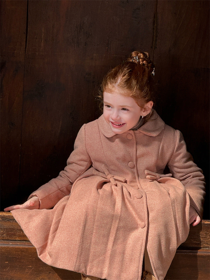 ウールコート ミディ丈 Aライン 襟付き リボンベルト ドレッシー【mh0011622】