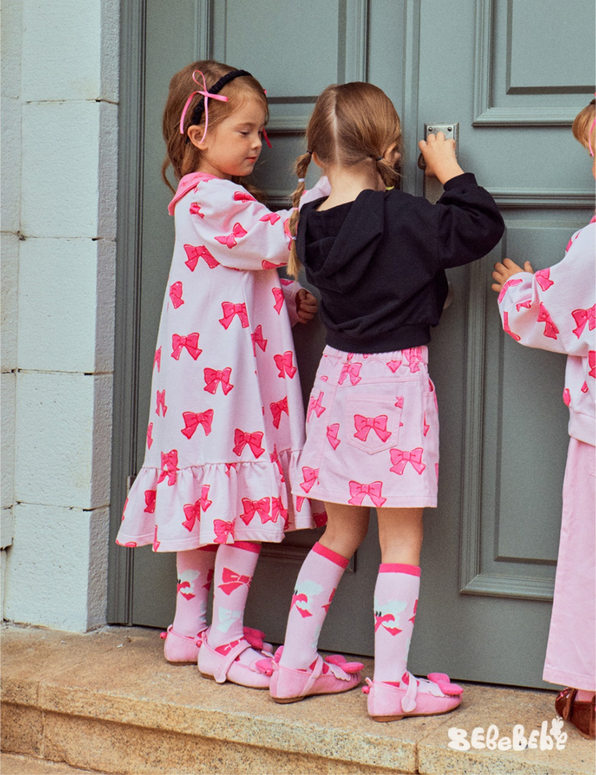 -リボン柄ニットカーディガン/フリルティアードワンピース/リボン柄フリルスカート【mh0010981】 - mamahalo shop - 長袖ワンピース -  べビー服 - 子供服 - 男の子 - 女の子